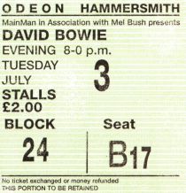 David Bowie [3 July 1973] London Hammersmith Odeon example