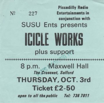Icicle Works [3 Oct 1985] Salford University