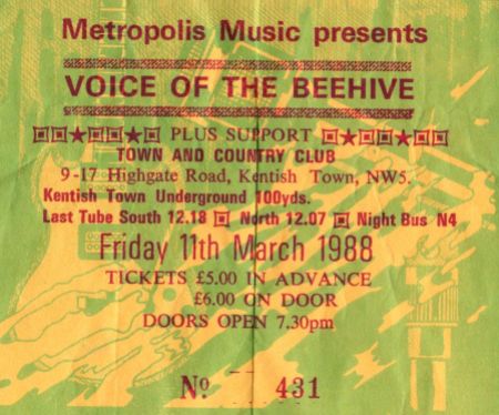 Voice of the Beehive [11 Mar 1988] London Kentish Town & Country Club